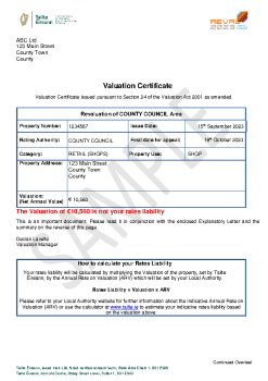 Sample Valuation Certificate summary image
										