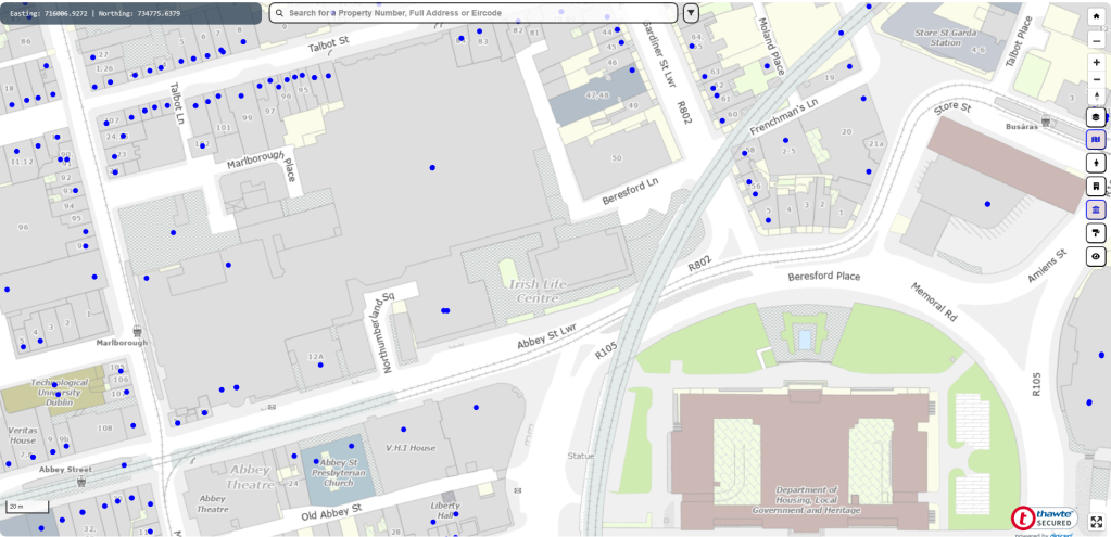 commercial properties on a street map of Dublin