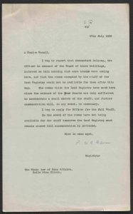 Letter dated 17 July 1922 from William Glover to Ministry of Home Affairs
