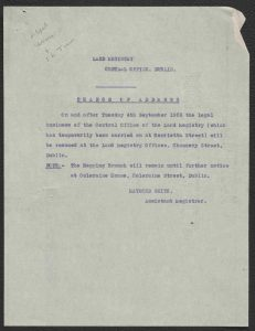 Change of address notice from Raymond Smith, Assistant Registrar