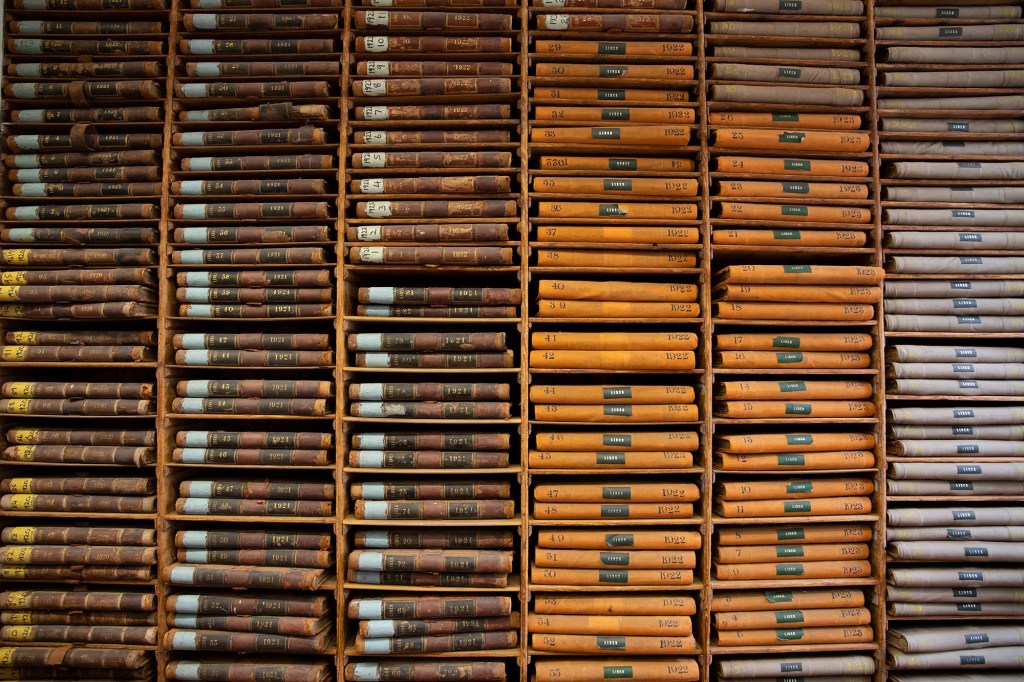 Registry of Deeds shelves of books