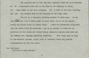 Extract of Letter of 4th September 1922 between Land Registry and Ministry of Home Affairs