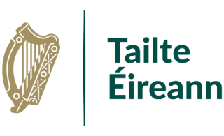 TÉ Logo - gold harp, state green colours
