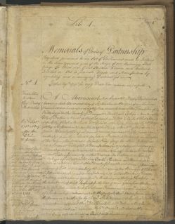 Transcript book entry for the first anonymous partnership registered as entry no.1