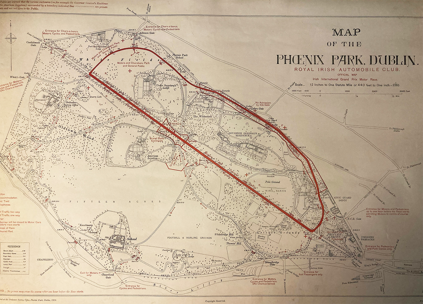 Map of Phoenix Park, Dublin Formula 1 track