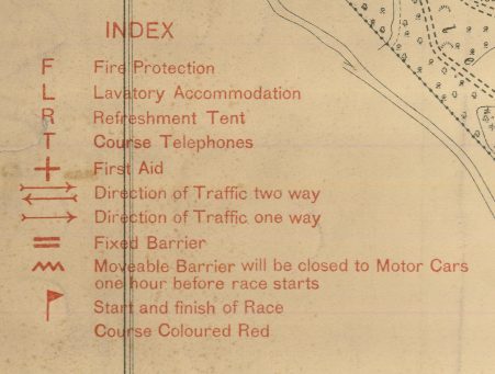 Temporary map information denoted in red on the commemorative map