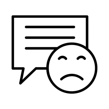 unhappy face with comment bubble